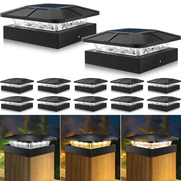 12 Packs 4x4 Solar Post Cap Lights with 3 Lighting Modes