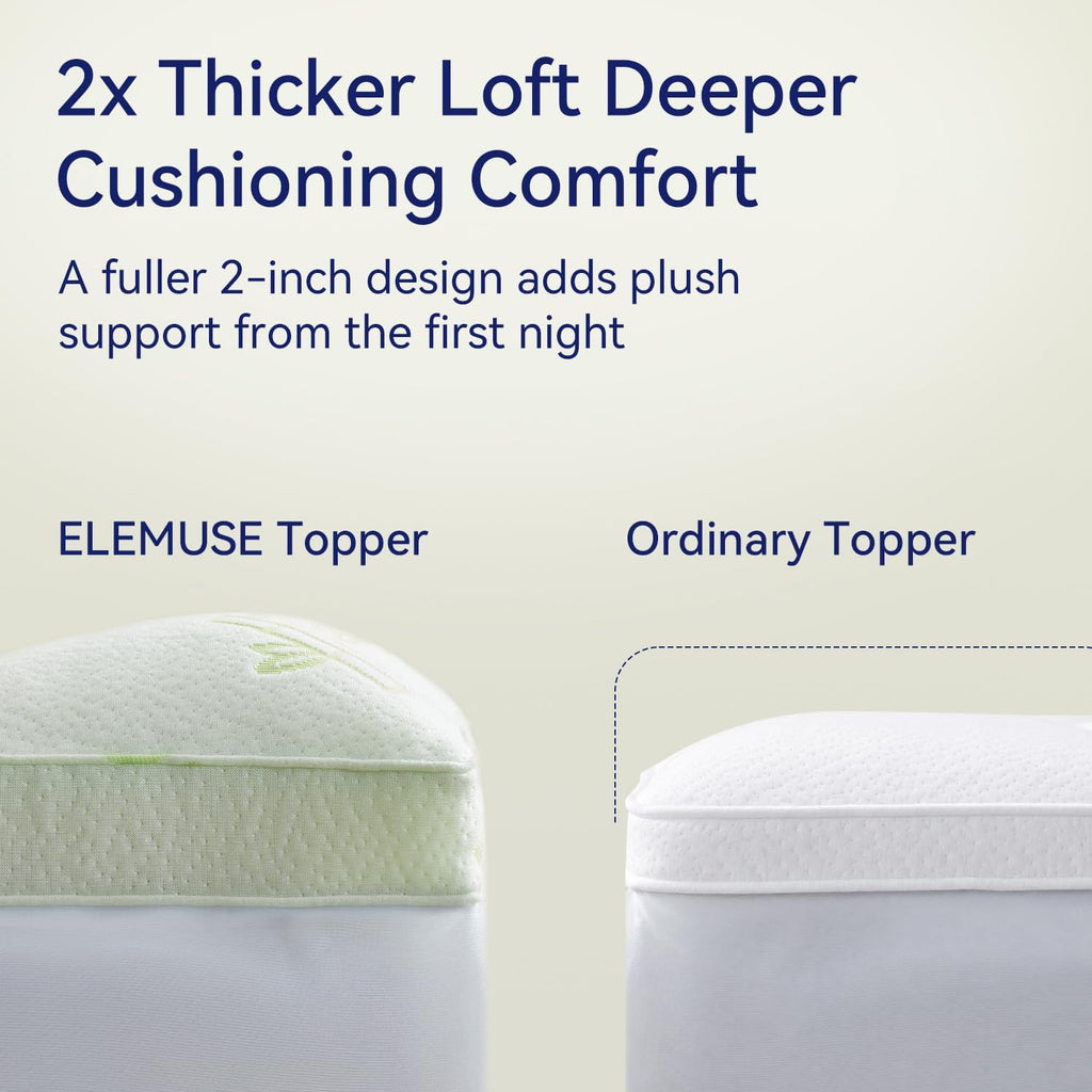 Queen Size Bamboo Viscose Mattress Topper, Thick Pillow Top Pad | Soft plush fabric with extra filling deliver cool