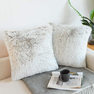 Faux Fur Throw Pillow Covers for Couch Decorative Pillows 22x22 Inches