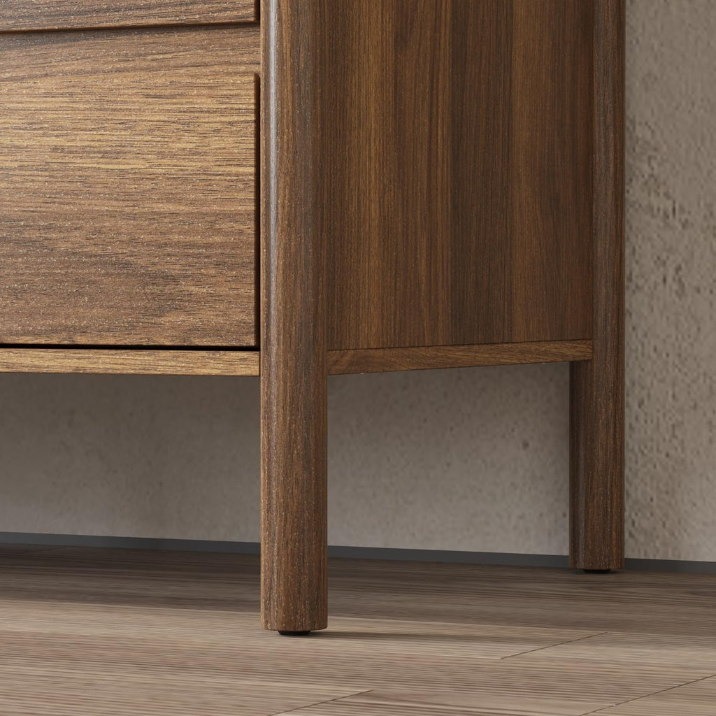 47.2" W 6-Drawer Dresser with Solid Wood Legs, Mid Century Modern Closet Chest of Drawers with no Handles Design