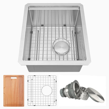 Undermount Bar Sink 16" X 18", Wet Bar Prep Sink with Workstation