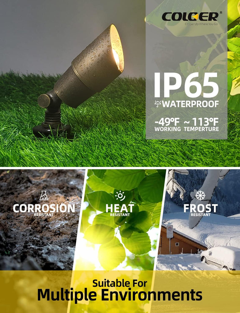 Die-cast Brass Low Voltage Spotlight 1-Pack with 5W Aluminum Housing MR16 LED Bulb 2700K 450LM CRI85+,12V AC/DC