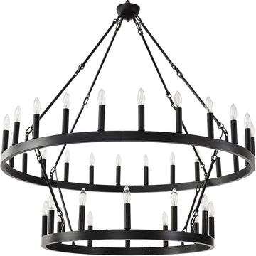 48 Inch Large Black Wagon Wheel Chandelier