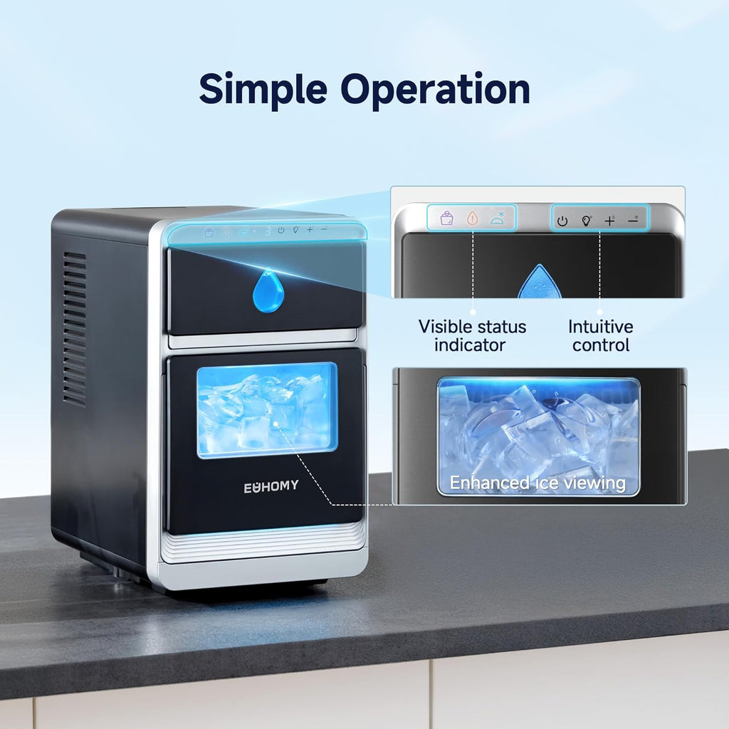 LunaArc Crescent Ice Maker Countertop, 16Pcs Ready in 12Mins, 1600Pcs/Day, Auto Deep Cleaning, Timer, Adjustable Ice