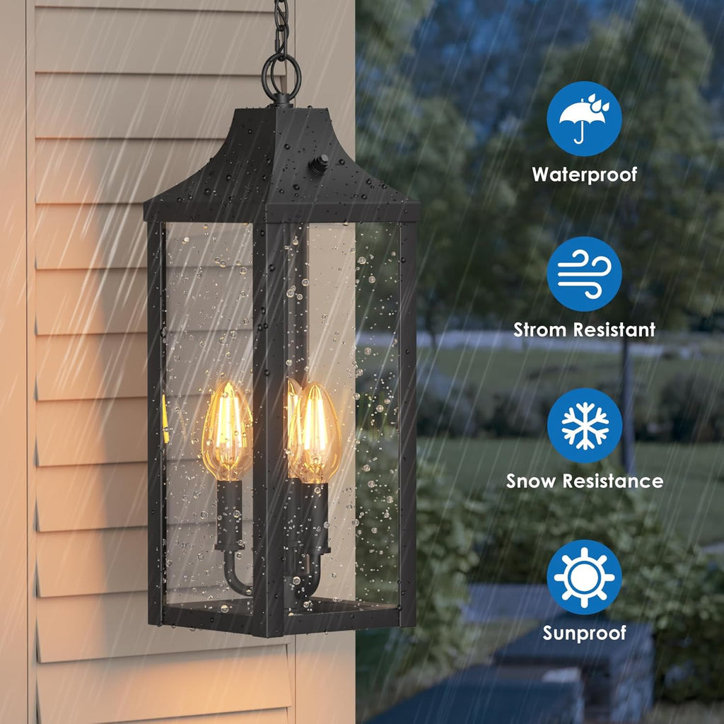20" Large Outdoor Pendant Light Fixtures 3-Light