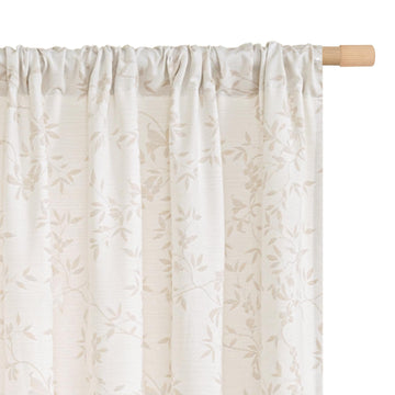 Chenille Floral Curtains, 2 Panels, Beige