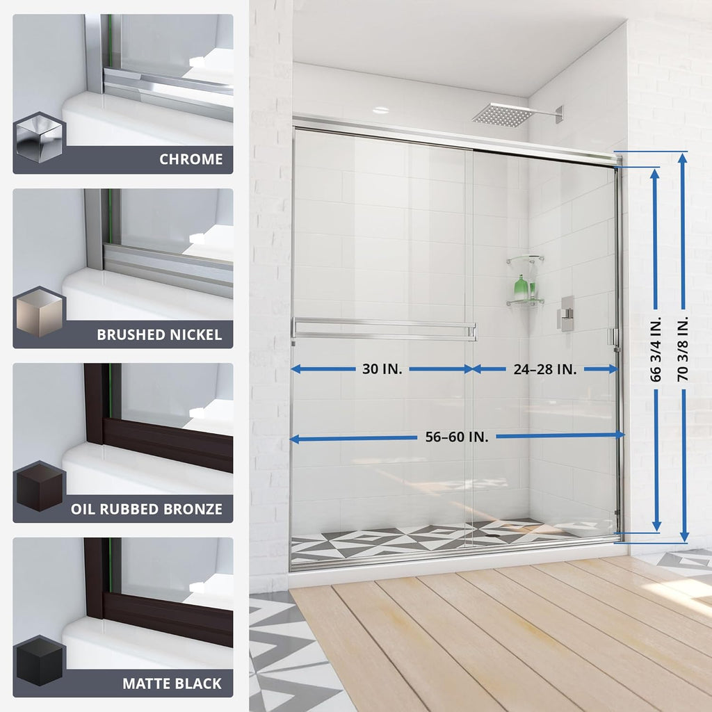 Alliance Pro BG 56-60 in. W x 70 3/8 in. H Semi-Frameless Sliding Shower Door in Oil Rubbed Bronze and Clear Glass