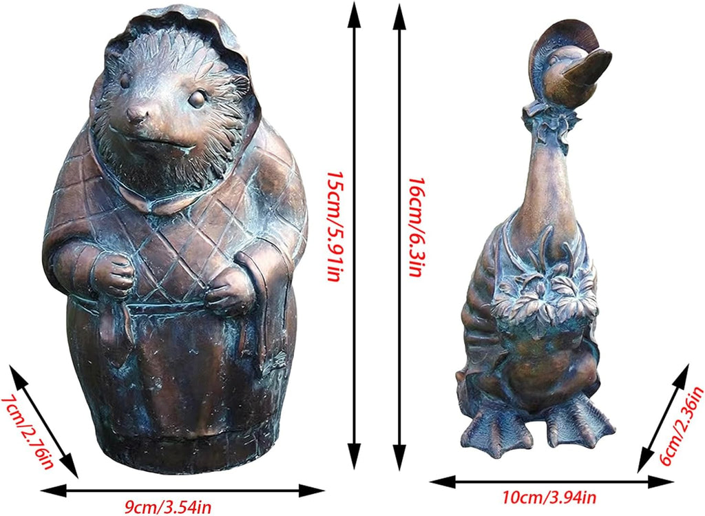 4-Piece Faux Bronze Resin Animal Statue Set Garden Decor Gift | Ideal gift set for garden lovers, housewarming