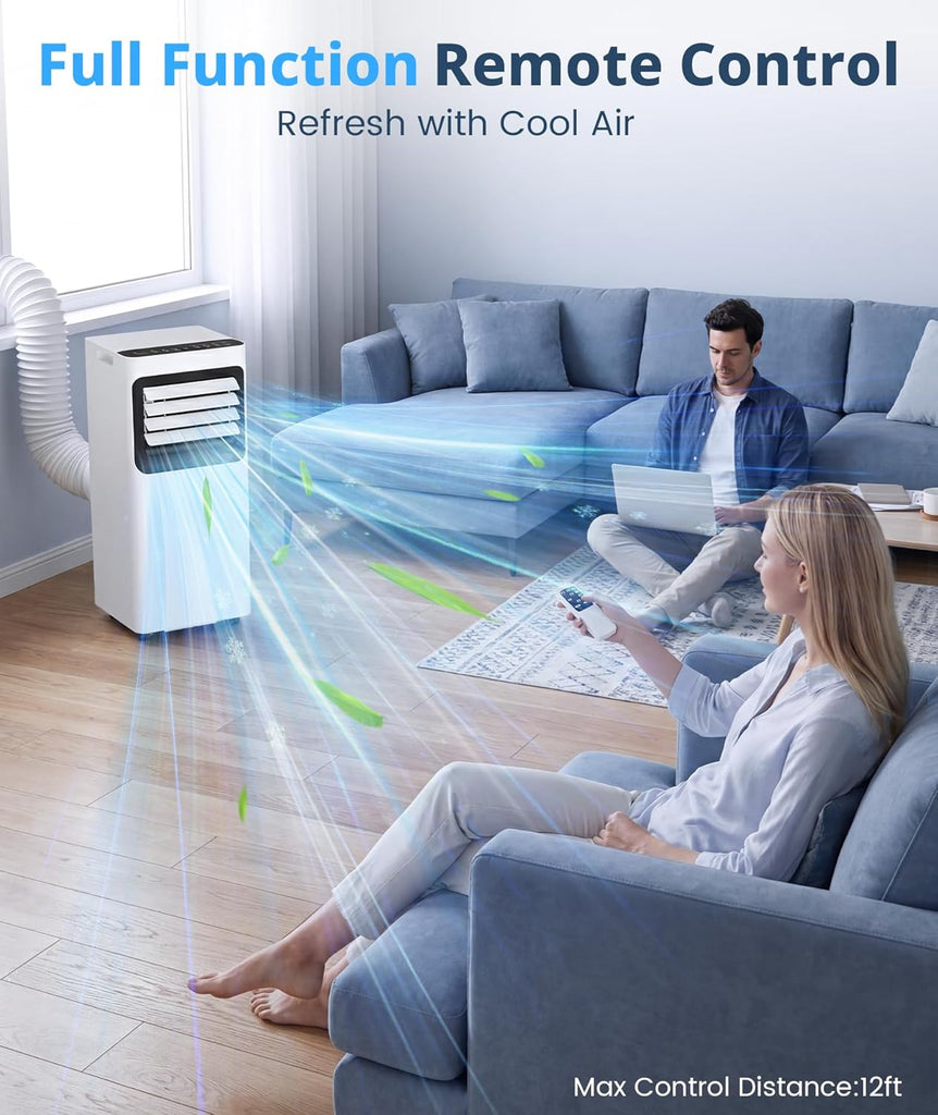 10000 BTU Portable Air Conditioner, 4-in-1 Cools 450 Sq.Ft, Quiet AC with Fan & Dehumidifier, LED Display, Remote
