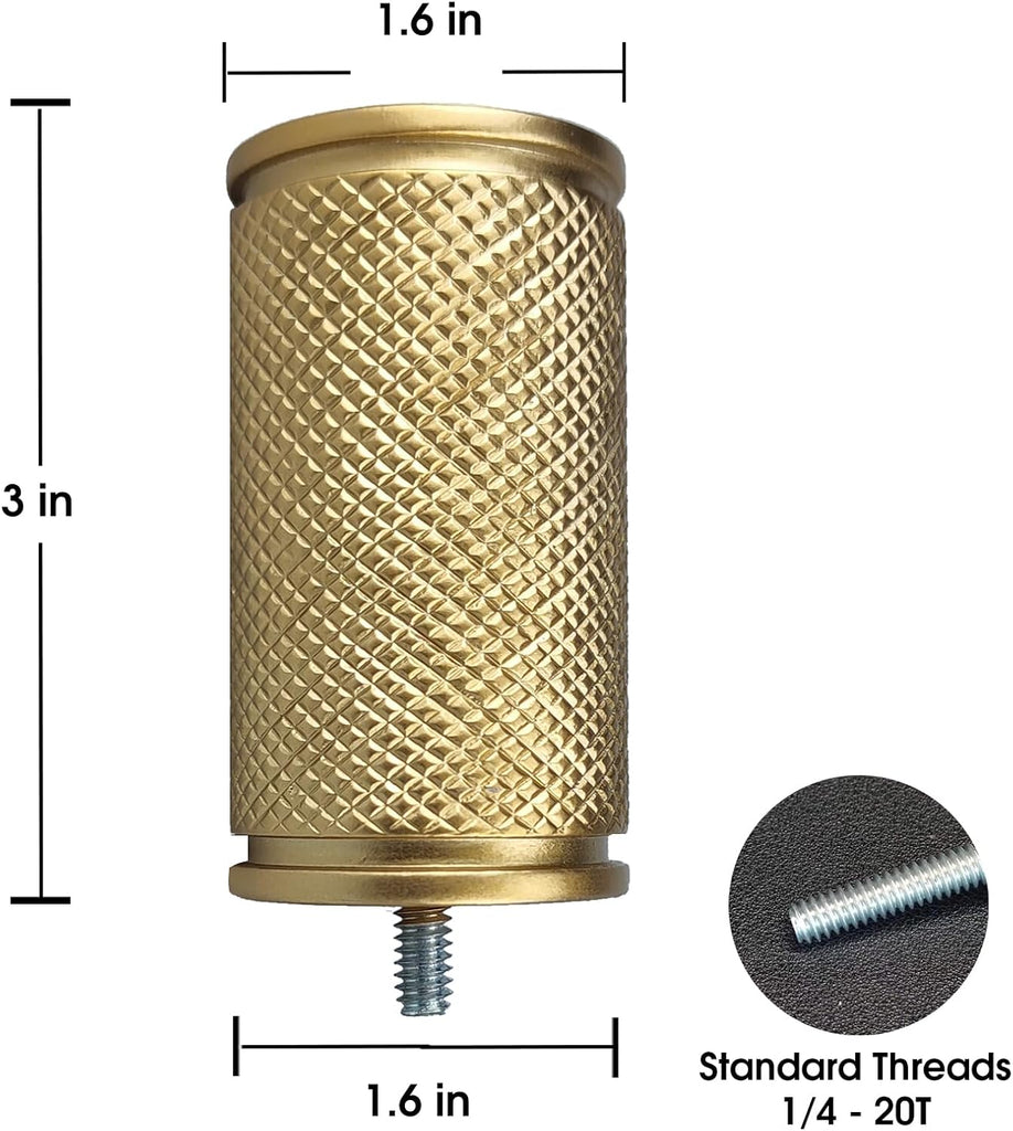 Decorative Curtain Rod Finials, Polyresin Gold Knurled Design Finials, Set of 2, Compatible with 1 inch Diameter