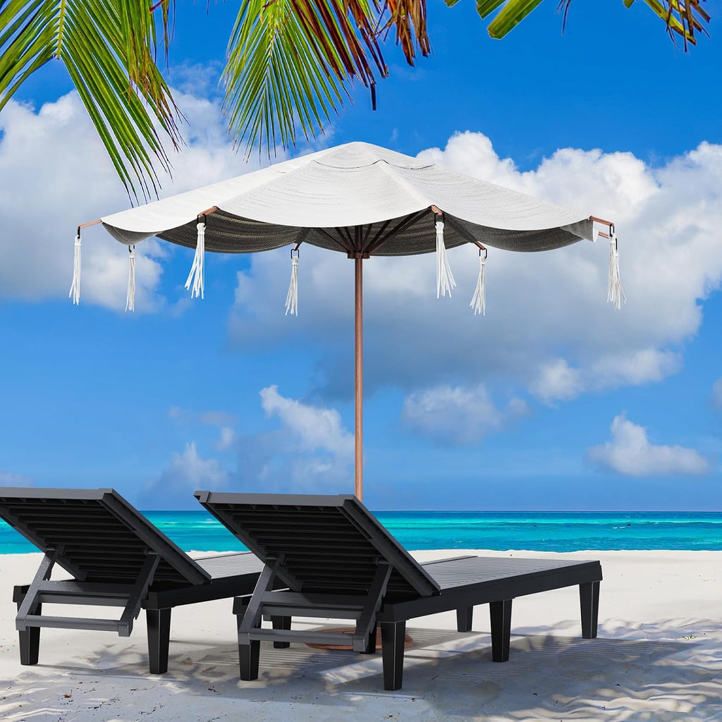 Outdoor Chaise Lounge Chair Set of 2, Waterproof Outdoor Lounge Chair with 5-Level Adjustable Backrest, Patio Chaise
