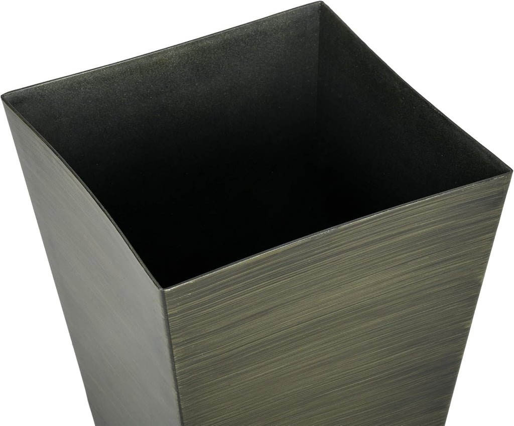 Outdoor Planters,Set of 3 Taper Planters with Drainage Holes and Plug,Faux Wood Flower Pots for