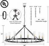 20-Lights Black Wagon Wheel Chandelier Modern Farmhouse with Glass Shade, 60 Inch Large Round Industrial High Ceilings Pendant Lighting Fixture for Dining Living Room, Kitchen Island, Foyer A115-B0CDY1VWGS