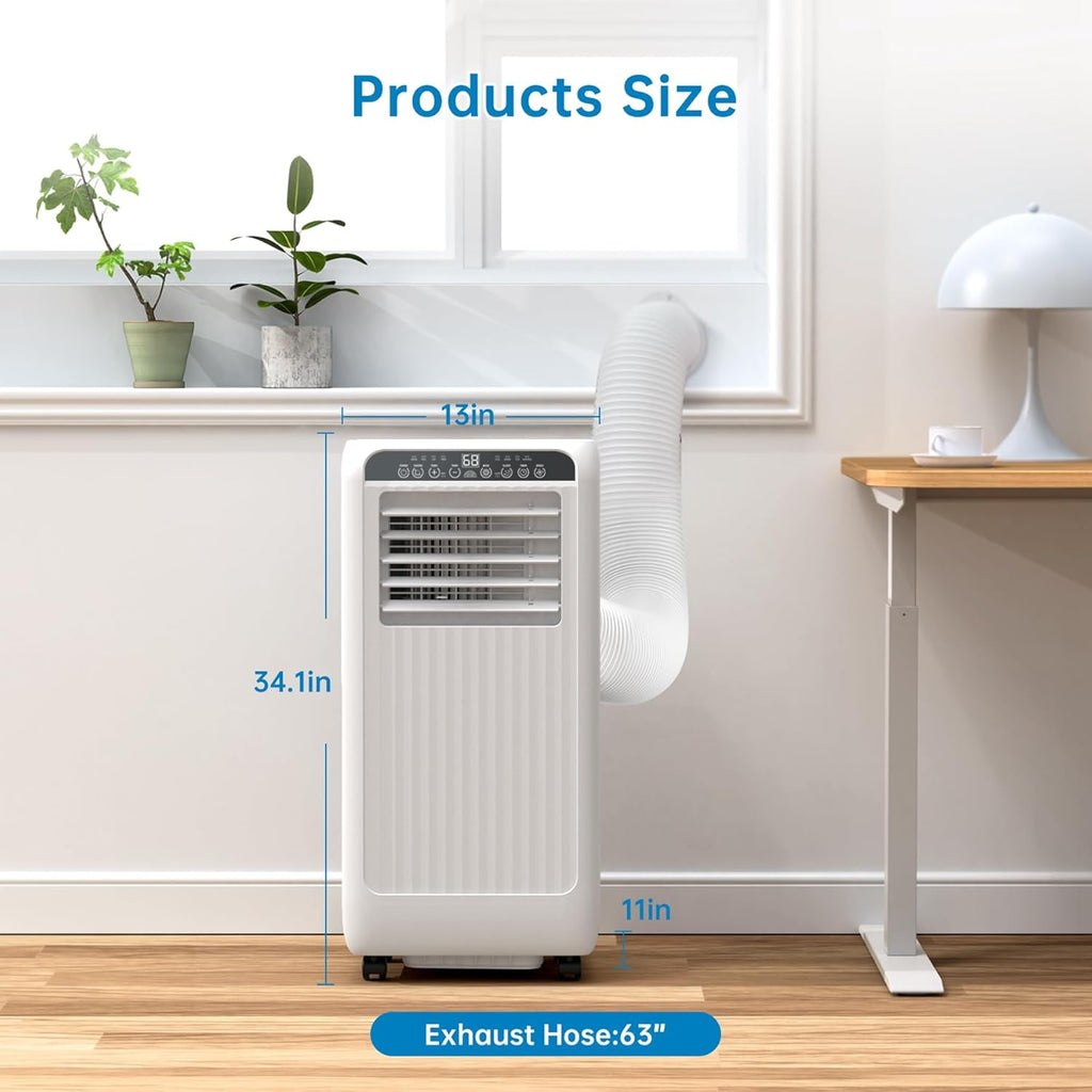 8000 BTU Portable Air Conditioner, 3 in 1 AC Unit for 350 Sq.Ft. with Built In Dehumidifier, 2 Speed Fan, Timer