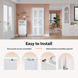 Preassembled Bi-Fold Doors, for 28"x 80" Opening,Tempered Frosted Glass Closet Folding Barn Door wit