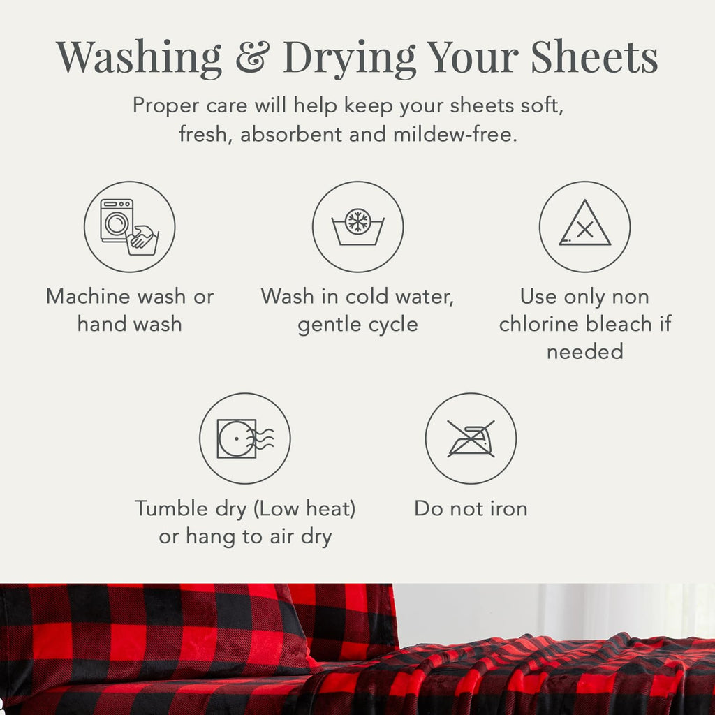 Luxury Micro Fleece Sheet Set - Plaid | Deep Pocket