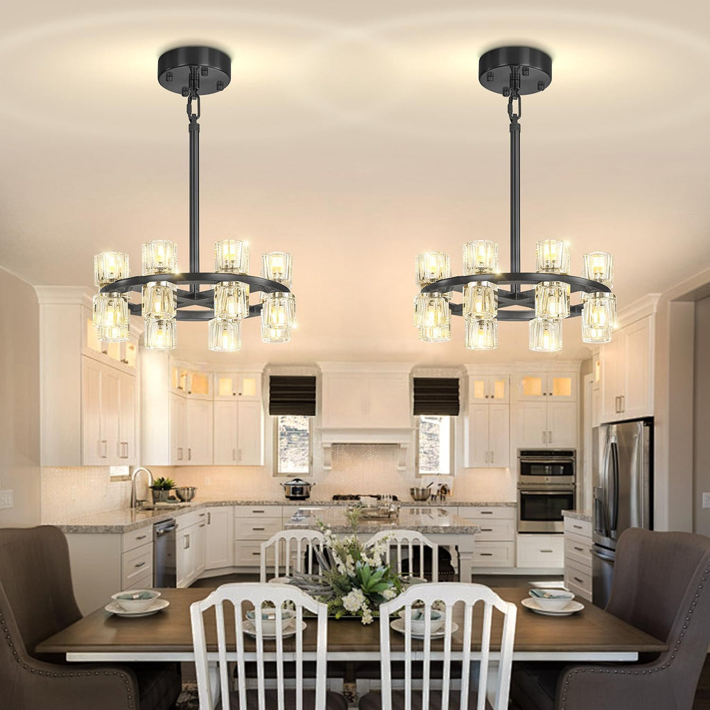 Inspired Arcachon Style Round Wagon Wheel Chandelier, 32" 32-Light Gold, Extended 32" Chain — Foyer, Dining & Living Room