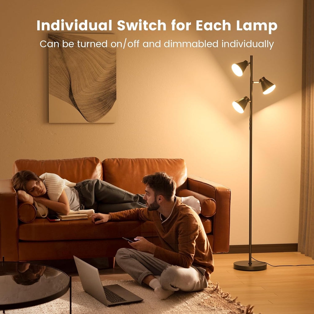 36W LED Tree Floor Lamp, Dimmable Tall Standing Lamp with Remote & Touch Control