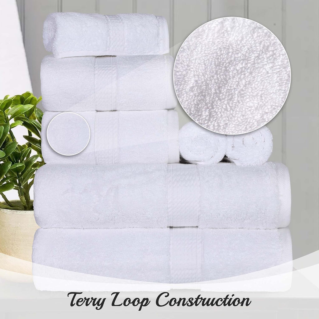 Egyptian Cotton Pile Heavyweight Bath Sheet, 2 Piece Set, White | Highly Absorbent, Ultra Soft Luxury 800 GSM Towel