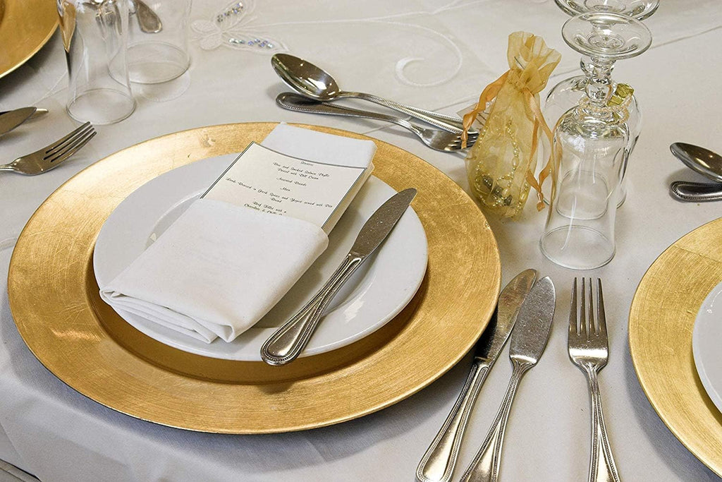 13-Inch Gold Metallic Charger Plates Dinner Chargers (12-Pack) - Set of 12