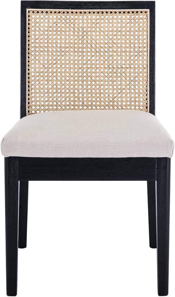 Rattan Dining Chairs Set of 6, Farmhouse Kitchen Chairs with Cane Back, Upholstered Dining Room Chairs Comfy Side
