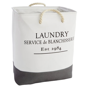 Canvas Laundry Hamper - Space-Saving Collapsible Basket - Farmhouse Laundry Basket - Dry Cleaning Tote for Delicates