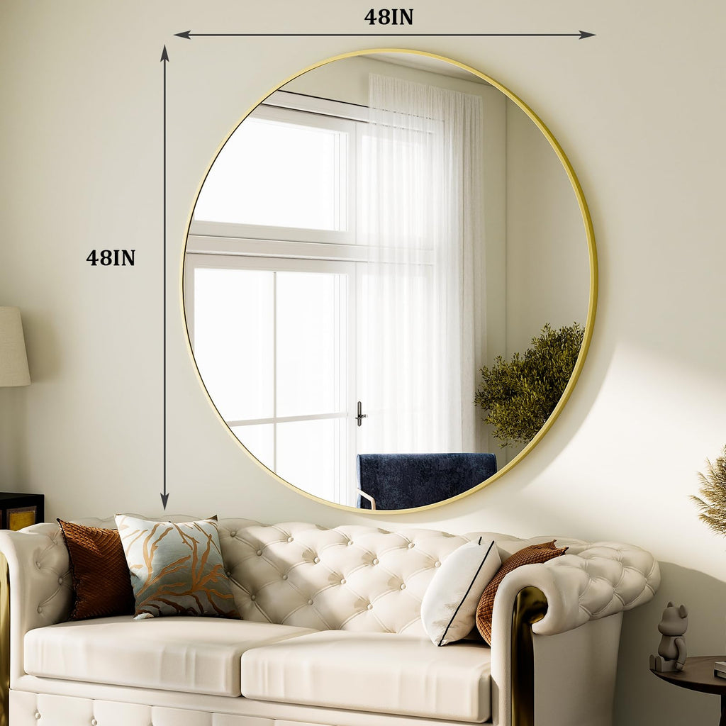48 Inch Round Mirror Gold Circle Bathroom Mirror