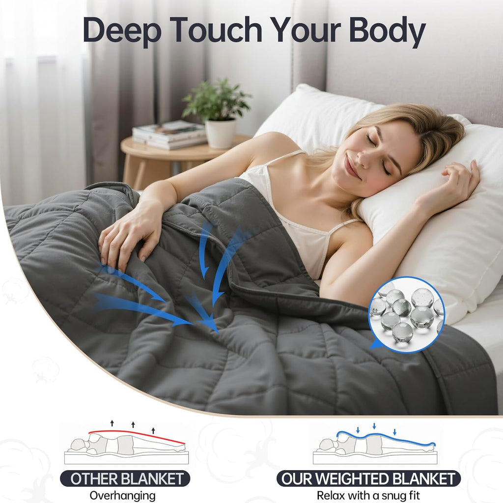 Weighted Blanket 20 lb, 60" x 80" Twin Cooling Cotton Machine Washable