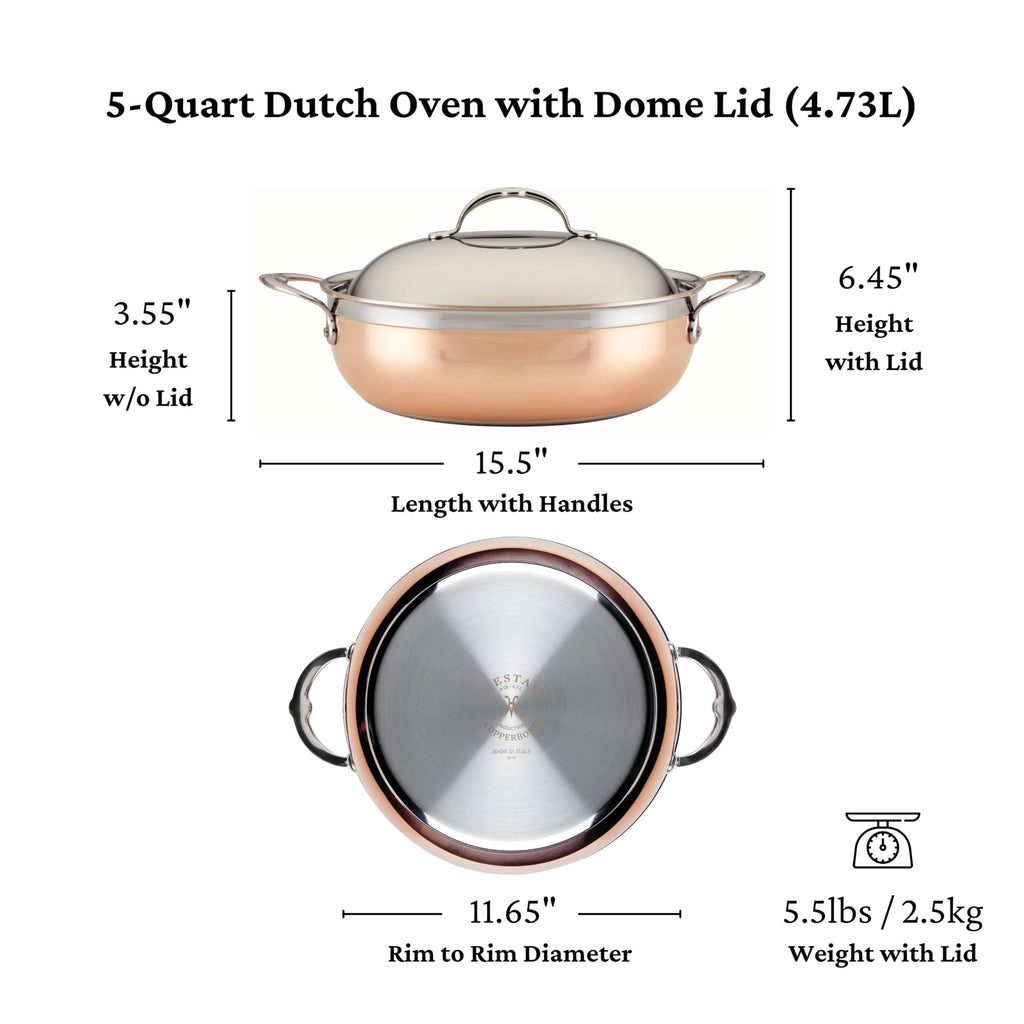 CopperBond Collection - Copper Dutch Oven, Induction Cooktop Compatible, 5-Quart