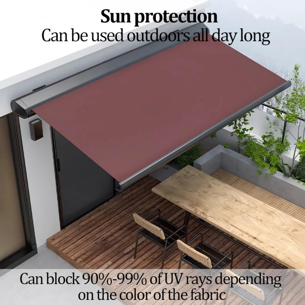 Outdoor Motorized Retractable Awning, Full Cassette Aluminum Patio Canopy with Remote Control for Deck, Backyard