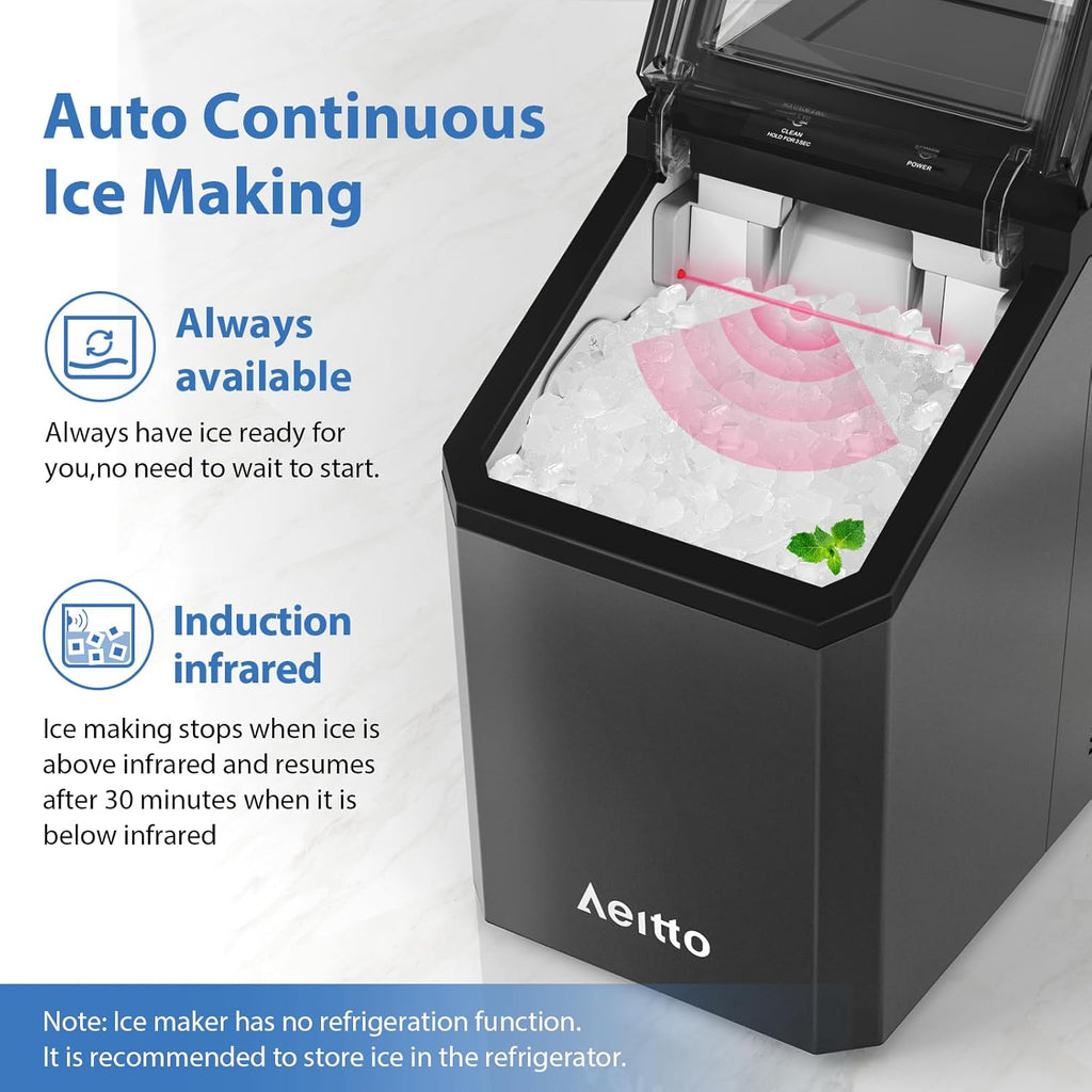 Nugget Ice Maker Countertop, 55lbs/Day, Rapid Ice Release in 5 Mins, Large Capacity Chewable Ice Maker, Self-Cleaning