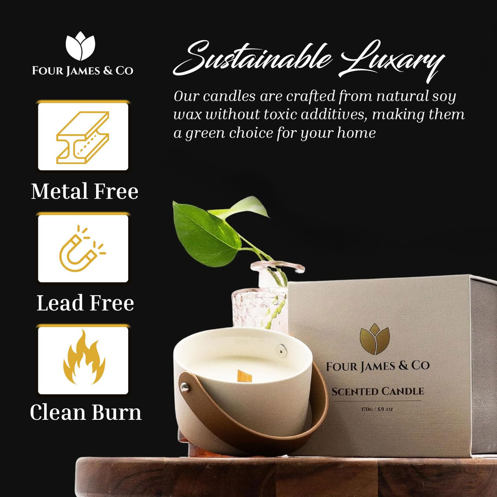 Luxury Highly Scented Premium Eco-Friendly Soy Wax 6oz Candles in Modern Giftable Box, Scent:(LastChance)