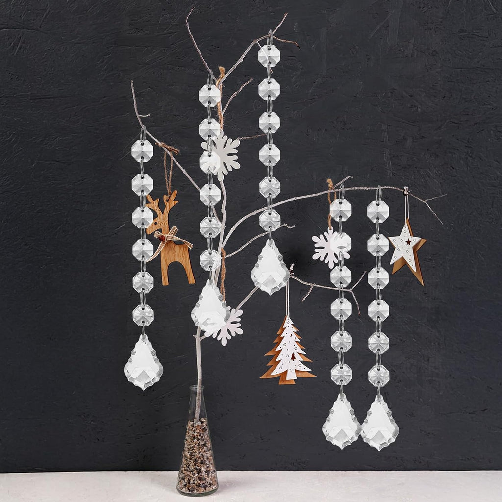 100 Pcs Acrylic Hanging Crystals for Centerpieces Chandelier Clear Crystal Garland Strands Ornament Acrylic Clear