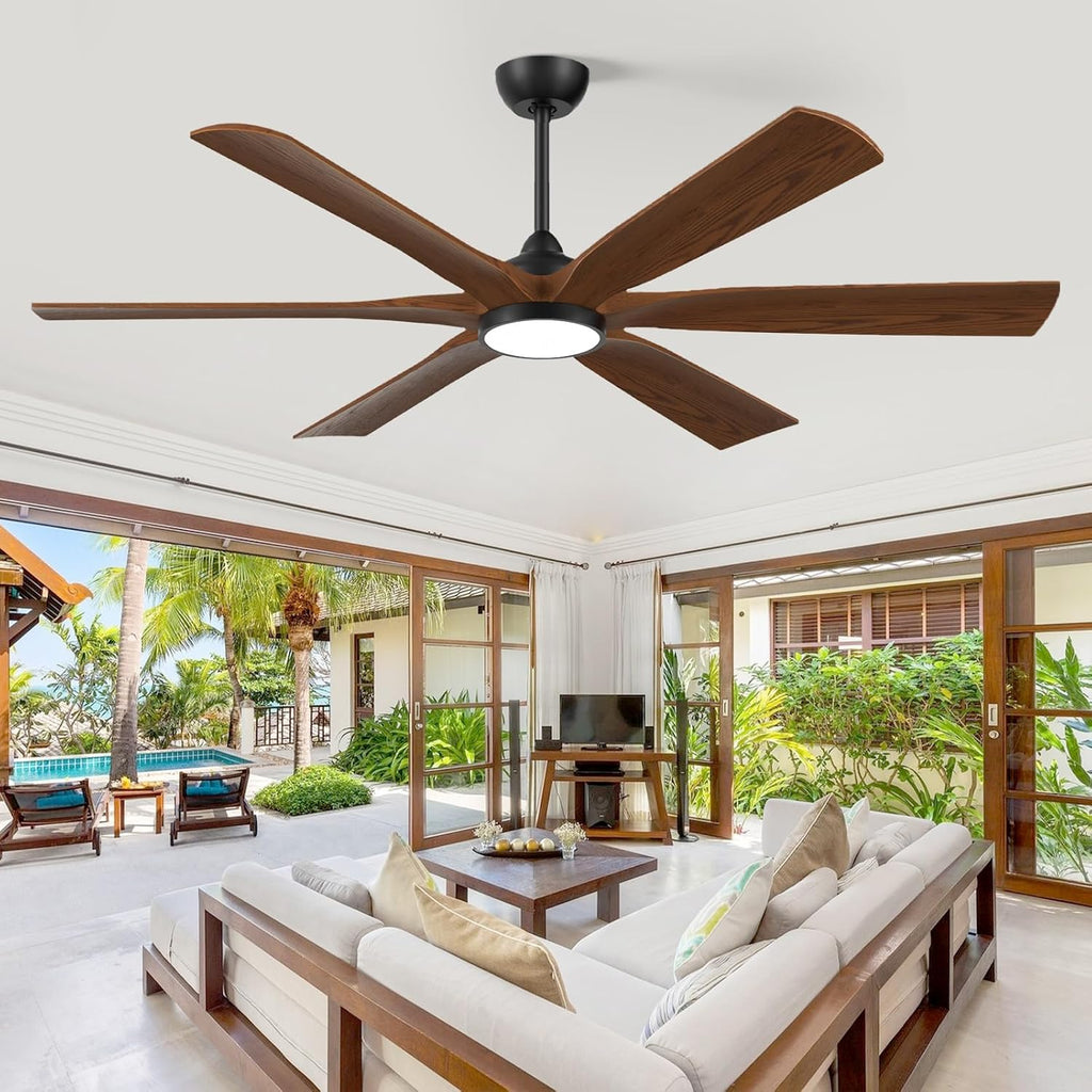 72" Ceiling Fan with LED Light and Remote - Walnut