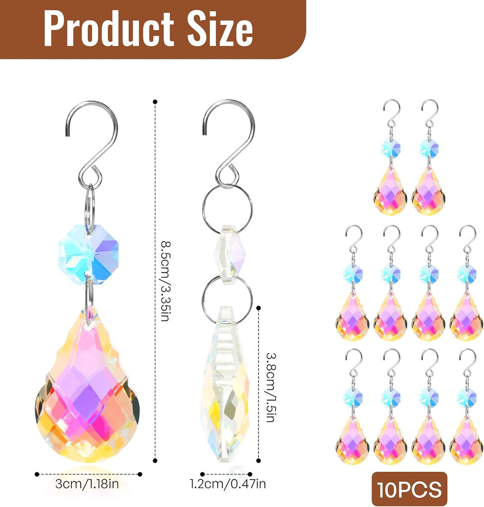 10pcs Crystal Suncatcher Prisms Pendants Chandelier Crystals Replacement Hanging Sun Catcher Beads for DIY Arts