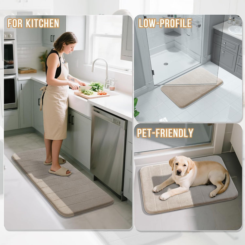 Memory Foam Bathroom Rugs Sets 2 Piece - Super Soft Absorbent Quick Dry Bath Mat Set, Machine Washable Non Slip Floor