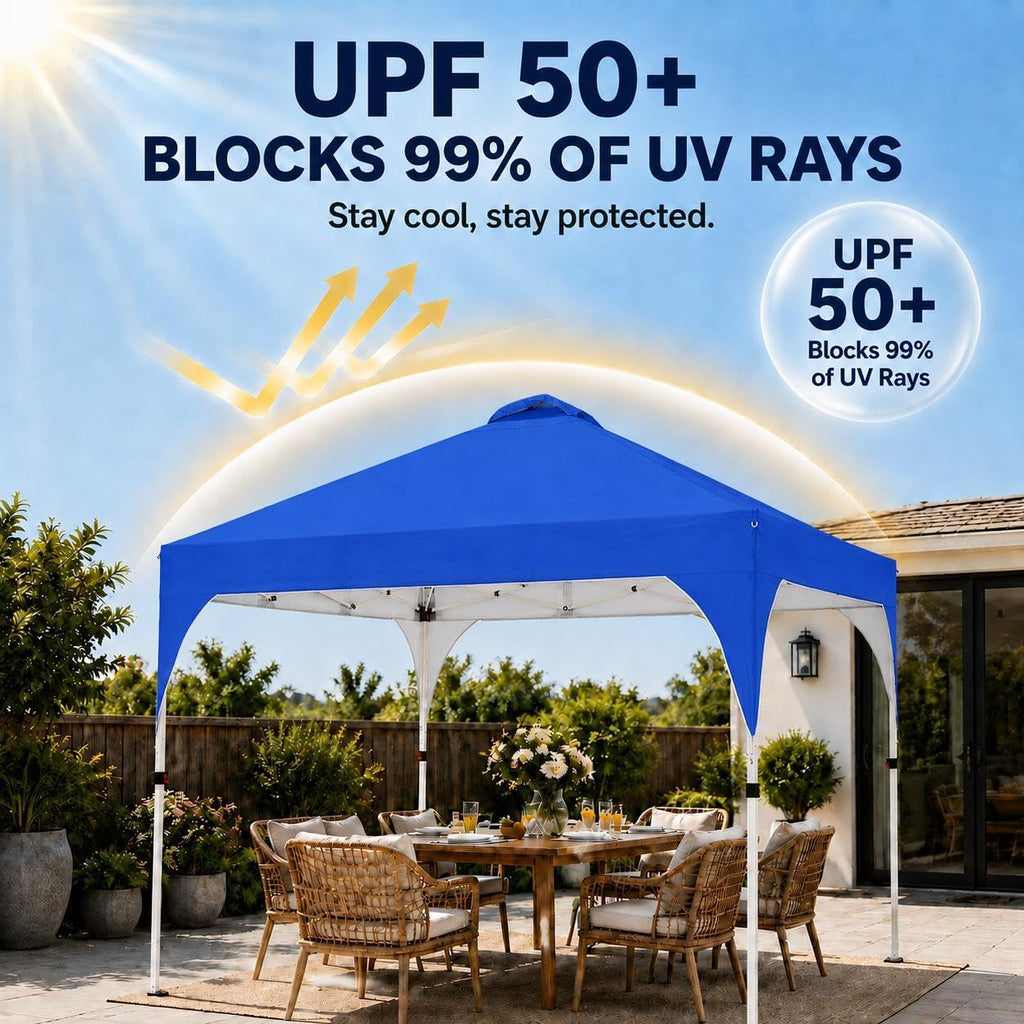 10x10 Pop Up Canopy Tent, Easy Set-Up Commercial Gazebo - Blue