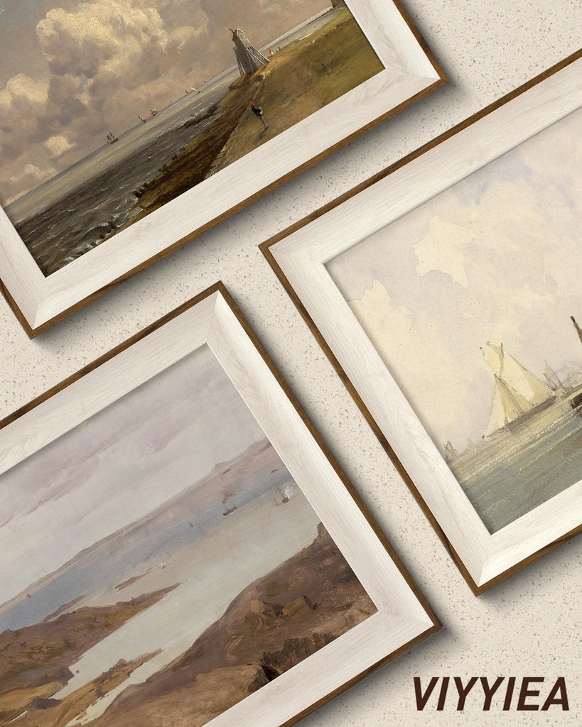 Vintage Landscape Framed Wall Art 2 Set, Nature Wilderness Scenery Paintings Decor Aesthetic, 10x12 Inch Canvas Print
