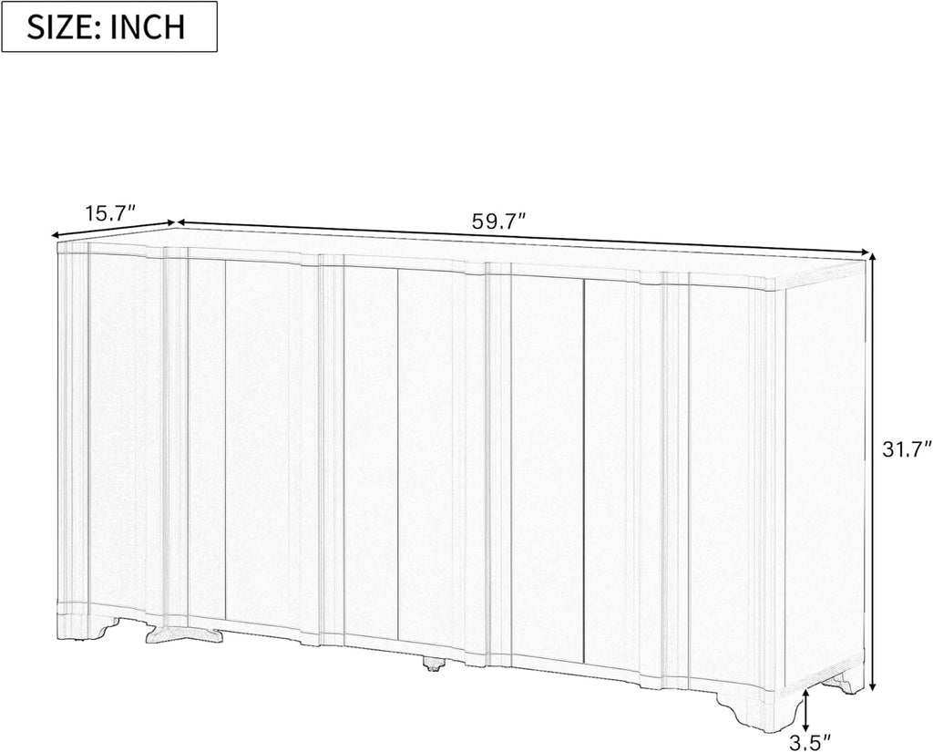 59.7" Modern Buffet Cabinet with 4 Linear Doors