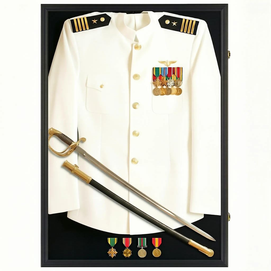 Large Jersey Display Case Frame Deep Shadow Box with Room for XL Baseball Football or Hockey Military Uniform