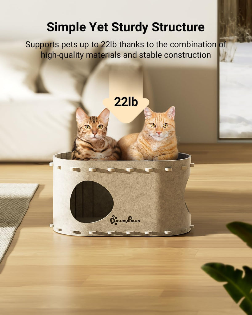 Cat House for Indoor Cats, Cat Bed Cave for Multiple & Large Cats Up to 22 Lbs, Scratch Resistant