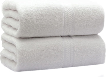Ultra Soft Bath Sheet - 2 Pack 100% Ringspun Cotton Towels | Oversized 35x70 inches White Bath Sheet Towel