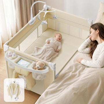 4 in 1 Baby Bassinet, Portable Bedside Crib Sleeper, Quickly Assembled Crib with Diaper Changer, Foldable Baby
