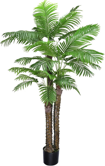 8ft Artificial Palm Tree Fake Palm Plants Outdoor Indoor in Pot Large Faux Palm Plants Front Porch Patio Pool Garden