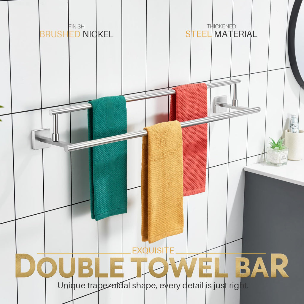 Bath Towel Holders Brushed Nickel Bathroom Rack 32-Inch Double Towel Bars Overlength Kitchen Rails Stainless Steel