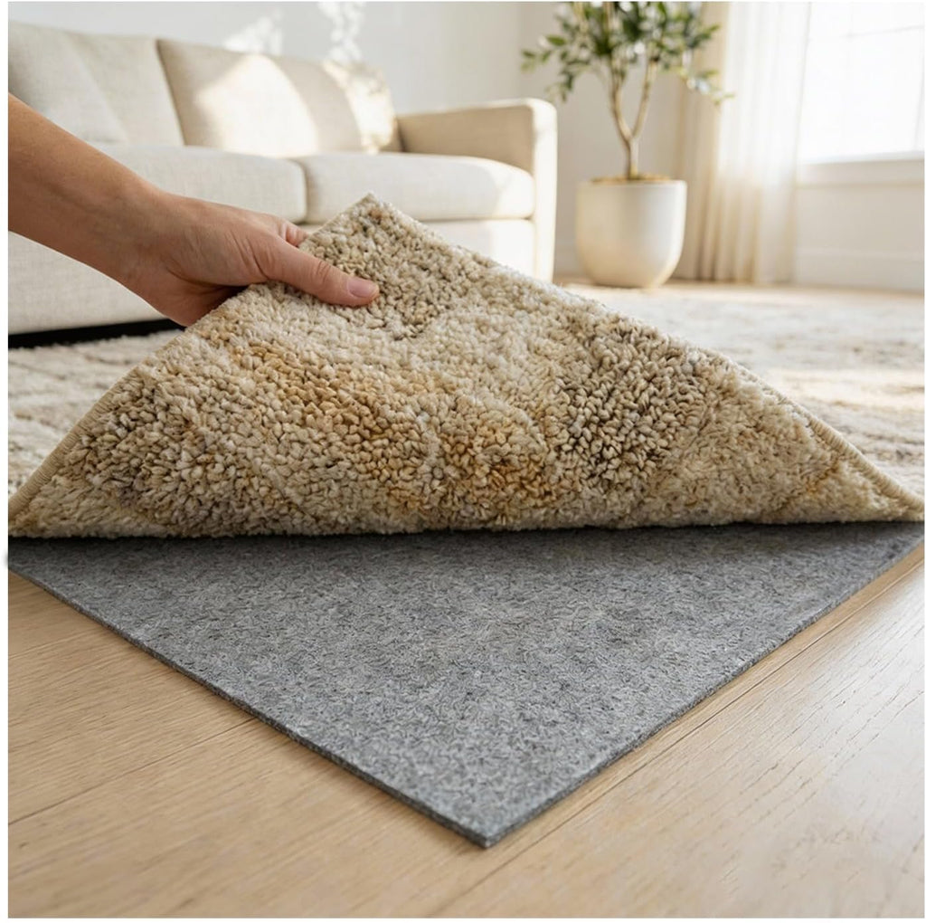 Felt Rug Pad with Gripper Dots, 5x7 Ft Non-Slip Rug Underpad with PVC Backing, 1/6" Thick Cushioned Carpet Pad - Set of 35