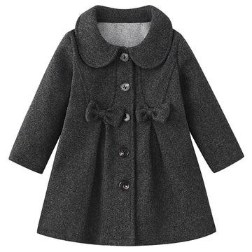 Toddler Baby Girl Dress Coat Lapel Button Jackets Clothes Long Sleeve Solid Color Fall Winter Outfit