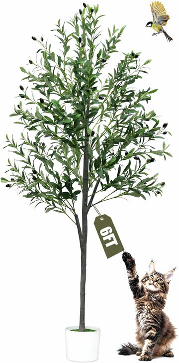 6FT Tall Artificial Olive Tree Faux Fake Silk Potted Plant with Fruits