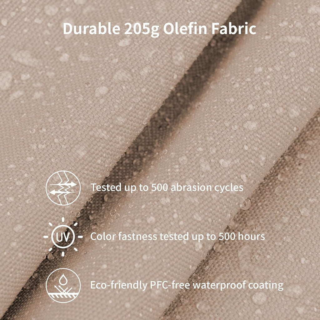 9FT/10FT Wood Patio Umbrella, Large Outdoor Table Umbrella with 205G Olefin/180G Yarn-Dyed Fabric, Push-Pull Operation