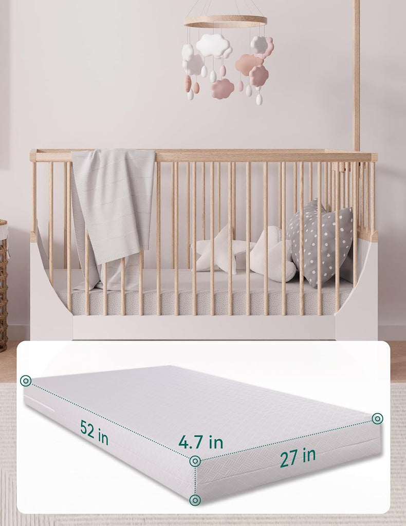Memory Foam Crib Mattress, Breathable Dual Sided Toddler Mattress | Waterproof Removable Machine Washable Cover